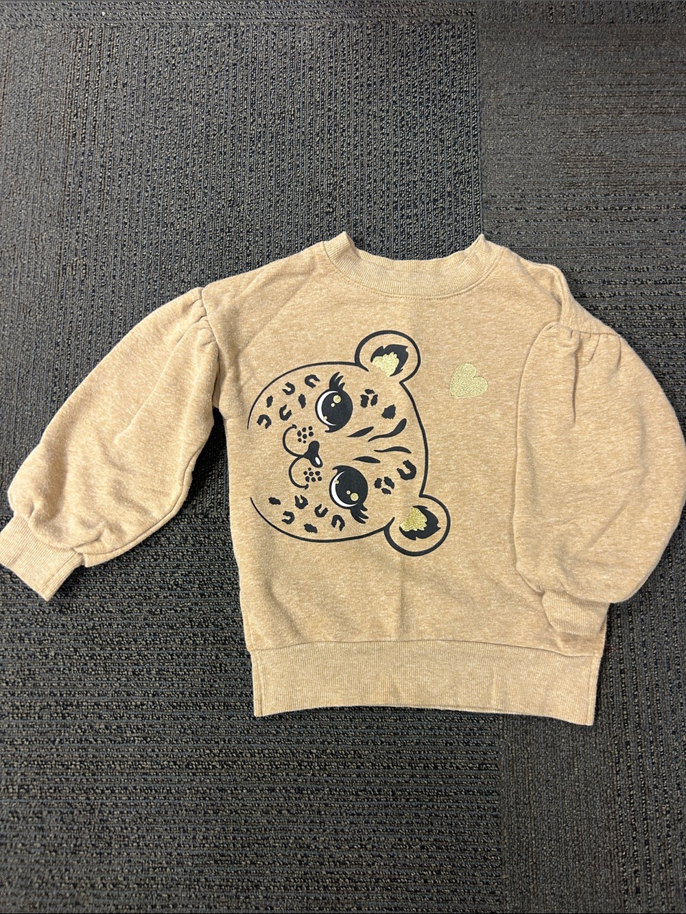 Garanimals Tan Puff Sleeve Sweatshirt with Leopard Face